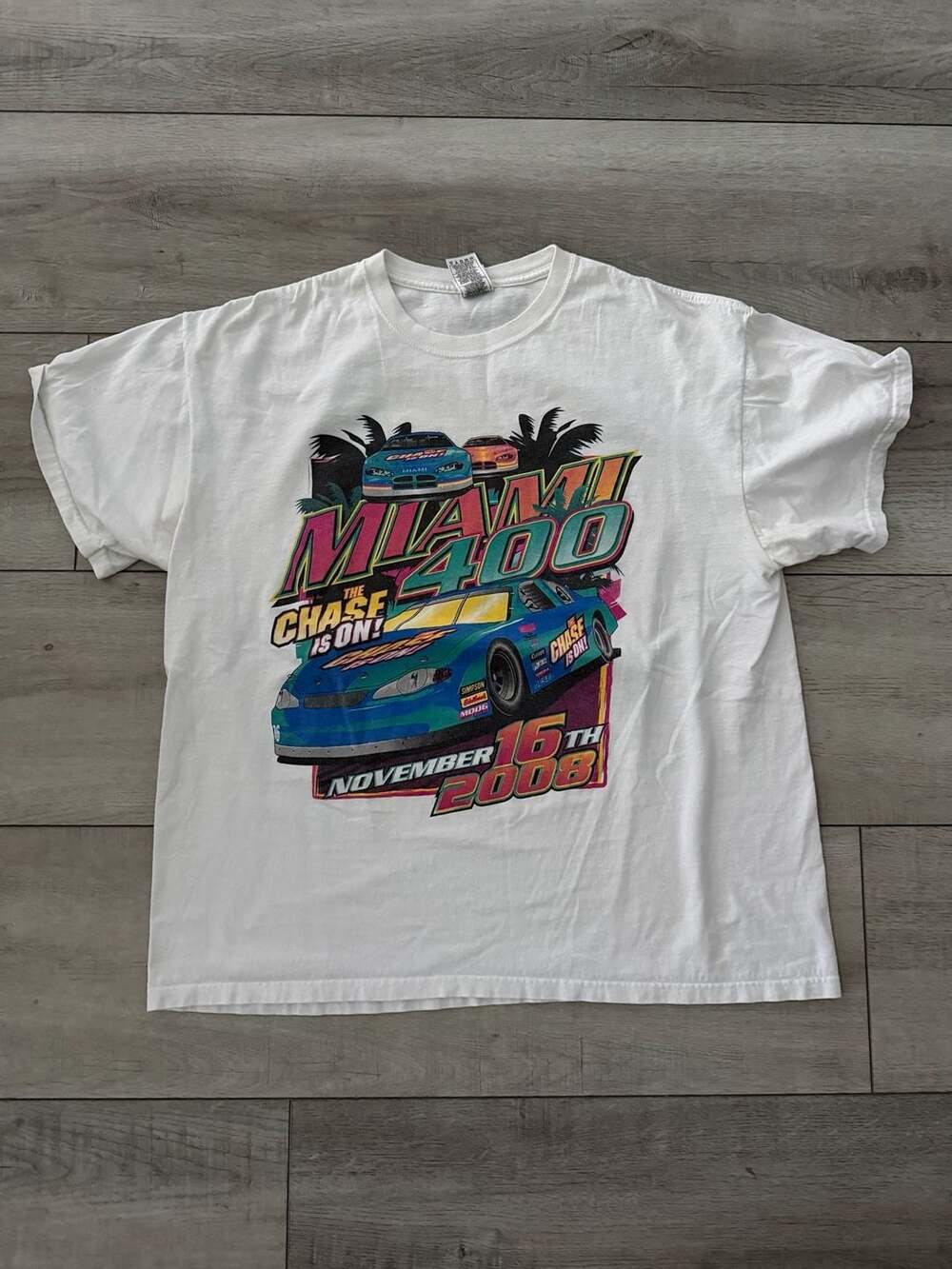 Y2K Fruit Of The Loom Miami 400 Nascar T-Shirt Size XL November 16th 2008